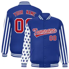 Royal American Flag Varsity Letterman Bomber Jacket 1