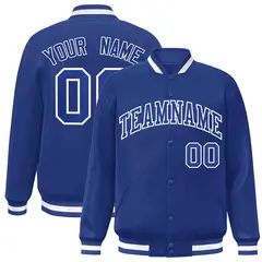 Royal and White Classic Varsity Full-Snap Letterman Jacket