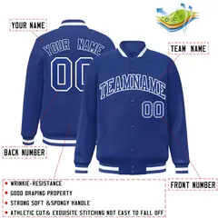 Royal and White Classic Varsity Full-Snap Letterman Jacket 2
