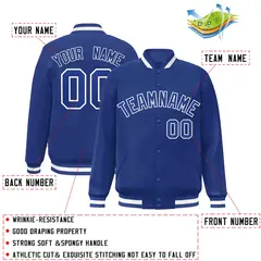 Royal and White Classic Varsity Full-Snap Letterman Jacket 2