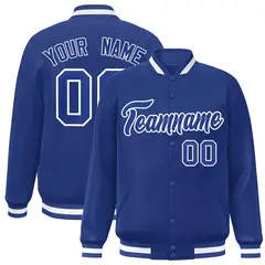 Royal and White Classic Varsity Full-Snap Letterman Jacket 1