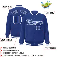 Royal and White Classic Varsity Full-Snap Letterman Jacket 2