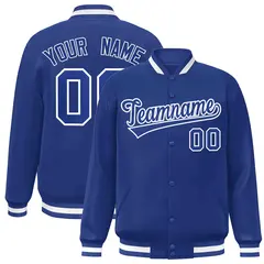 Royal and White Classic Varsity Full-Snap Letterman Jacket 1
