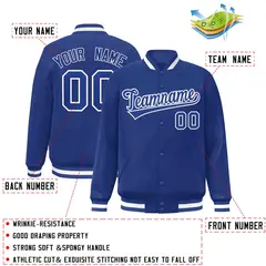 Royal and White Classic Varsity Full-Snap Letterman Jacket 2