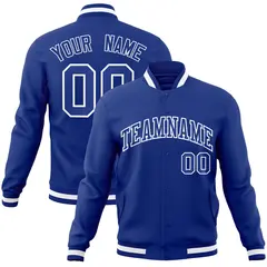 Royal and White Classic Varsity Full-Snap Letterman Jacket 1