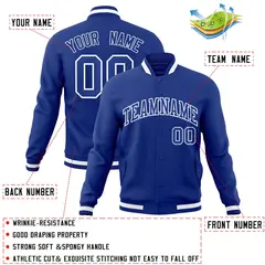 Royal and White Classic Varsity Full-Snap Letterman Jacket 4