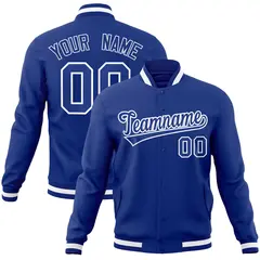 Royal and White Classic Varsity Full-Snap Letterman Jacket 1