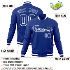 Royal and White Classic Varsity Full-Snap Letterman Jacket 4