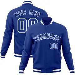 Royal and White Classic Varsity Full-Snap Letterman Jacket 1