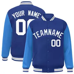 Royal and White Raglan Varsity Full-Snap Letterman Jacket 1