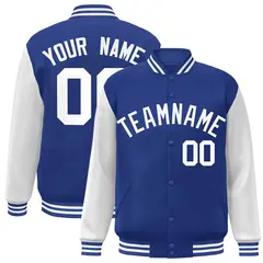 Royal and White Raglan Varsity Full-Snap Letterman Jacket 1