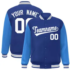 Royal and White Raglan Varsity Full-Snap Letterman Jacket 1