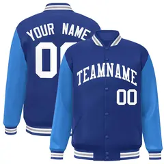 Royal and White Raglan Varsity Full-Snap Letterman Jacket 1