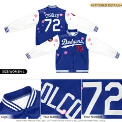 Royal and White Raglan Varsity Full-Snap Letterman Jacket 2