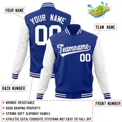 Royal and White Raglan Varsity Full-Snap Letterman Jacket 5