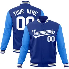 Royal and White Raglan Varsity Full-Snap Letterman Jacket 1