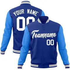 Royal and White Raglan Varsity Full-Snap Letterman Jacket 1