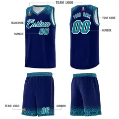 Royal Aqua Indians Print Sports Basketball Uniform Jersey 5