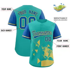 Royal Aqua Raptor Series Raglan Baseball Jersey Urban Style 2
