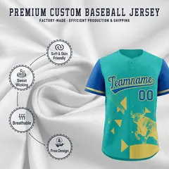 Royal Aqua Raptor Series Raglan Baseball Jersey Urban Style 3