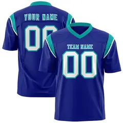 Royal Aqua Two-Tone Shoulder Cut Flag Football Jersey 1