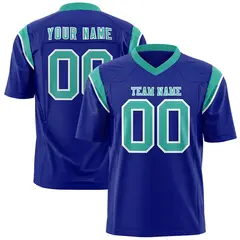 Royal Aqua Two-Tone Shoulder Cut Flag Football Jersey 1