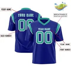 Royal Aqua Two-Tone Shoulder Cut Flag Football Jersey 2