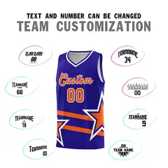 Royal Basketball Kits Orange Star Pattern And Double Lines 4