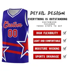 Royal Basketball Kits Red Star Pattern And Double Lines 2