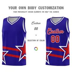 Royal Basketball Kits Red Star Pattern And Double Lines 3