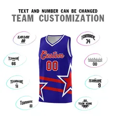 Royal Basketball Kits Red Star Pattern And Double Lines 4