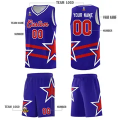 Royal Basketball Kits Red Star Pattern And Double Lines 5