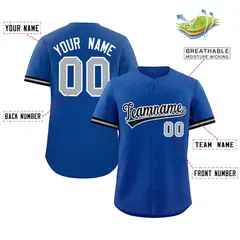 Royal Black Authentic Full-Button Baseball Jersey 2