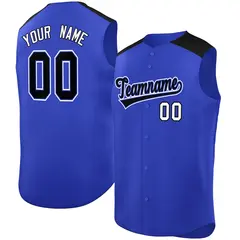 Royal Black Classic Sleeveless Baseball Jersey 1