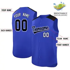 Royal Black Classic Sleeveless Baseball Jersey 2