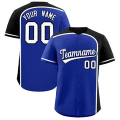 Royal Black Color Block Authentic Baseball Jersey