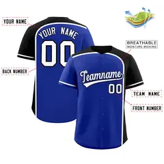 Royal Black Color Block Authentic Baseball Jersey 2