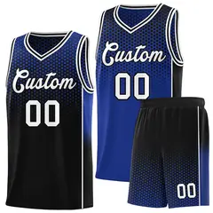 Royal Black Dot Pattern Side Gradient Reversible Basketball Jersey Kits 1