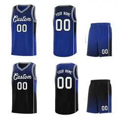 Royal Black Dot Pattern Side Gradient Reversible Basketball Jersey Kits 2