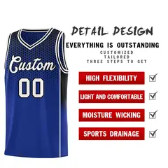 Royal Black Dot Pattern Side Gradient Reversible Basketball Jersey Kits 3