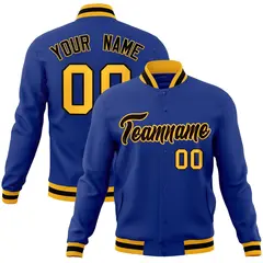 Royal Black-Gold Classic Varsity Full-Snap Letterman Jacket