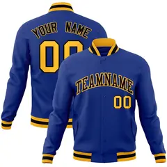 Royal Black-Gold Classic Varsity Full-Snap Letterman Jacket 1