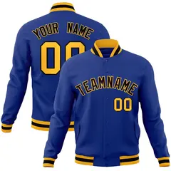 Royal Black-Gold Classic Varsity Full-Snap Letterman Jacket 1