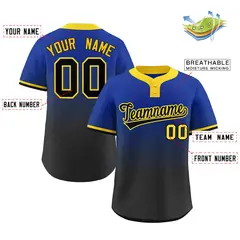 Royal Black-Gold Gradient Fashion Two-Button Softball Jersey 2