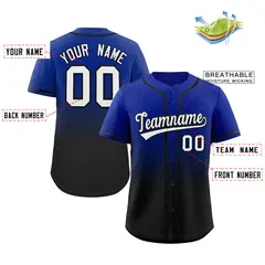 Royal Black Gradient Fashion Baseball Jersey 2