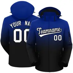 Royal Black Gradient Hooded Outdoor Waterproof Jacket