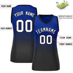 Royal Black Gradient Mesh Basketball Jersey For Women 2