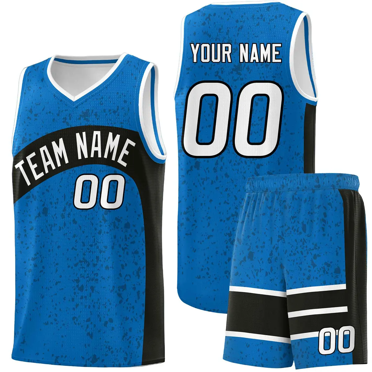 Royal Black Irregular Dot Graffiti Basketball Jersey