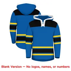 Royal Black Lace-Up Neck Raglan Hockey Hoodie Jersey 7