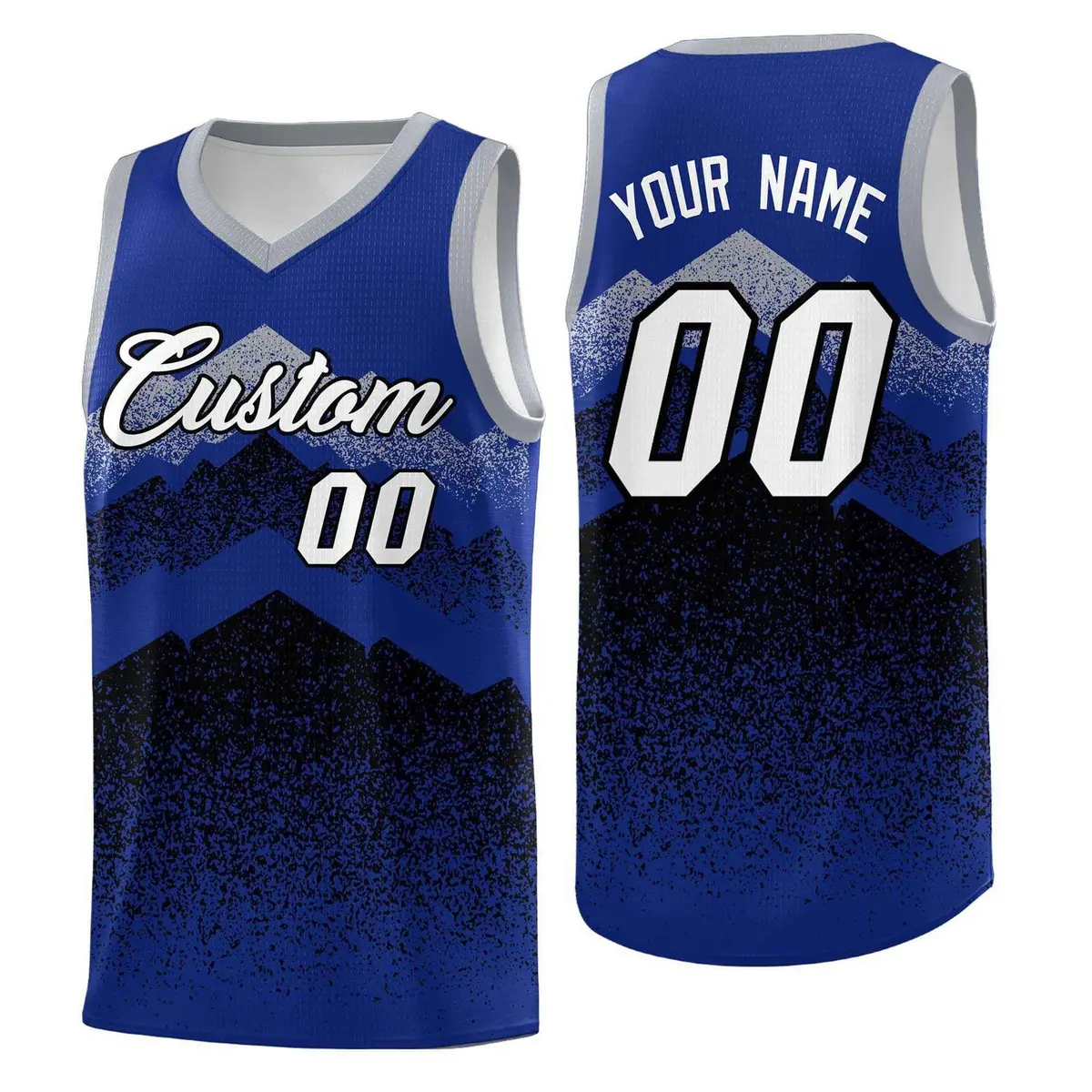 Royal Black Mountain Fade Gradient Fashion Basketball Jersey